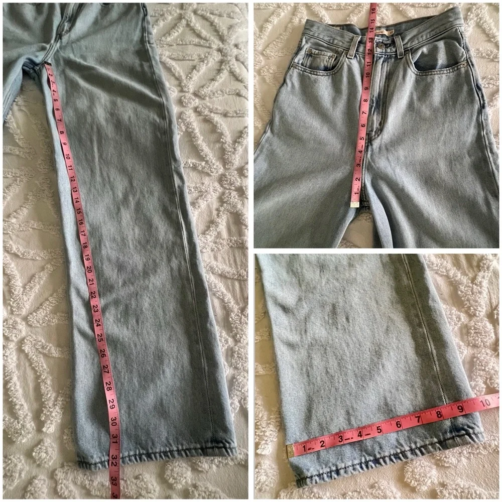 Levis Premium High Loose Light Wash Blue Wide Leg Jeans Size 27 - Picture 9 of 11